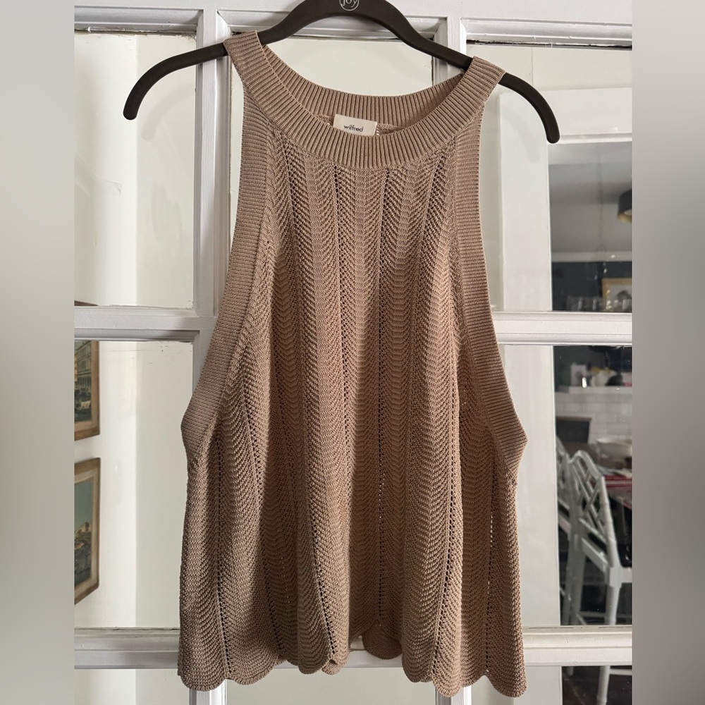 Aritzia Sleeveless Knit Tank Top in Taupe